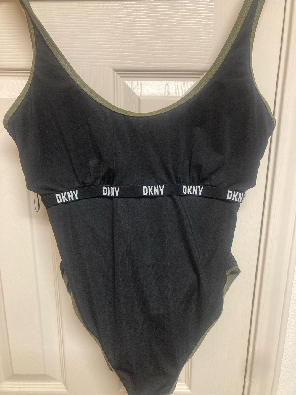DKNY Women's Starburst One-Piece Swimsuit Sz 10 Moss Olive Green - Picture 9 of 9